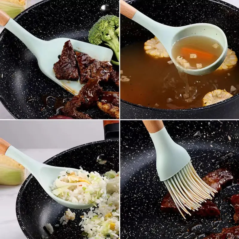 Utensilios De Cocina Silicona X12 Color Negro