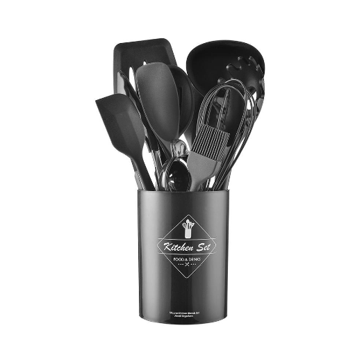 Utensilios De Cocina Silicona X12 Color Negro